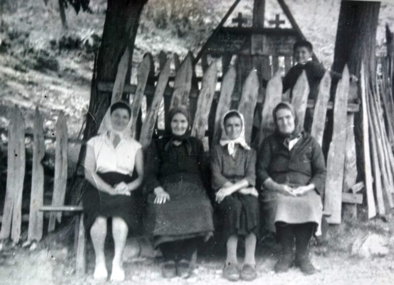 На слици, с лева на десно на клупици седе: Радојка, Јулијана, Даринка и Дикосава